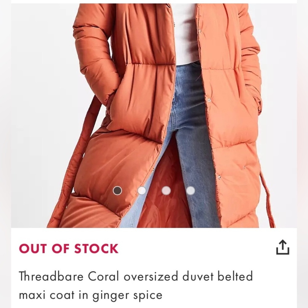 NWT • ASOS Threadbare • NEW Longline Puffer Coat Belt Maxi Coat - Picture 10 of 16